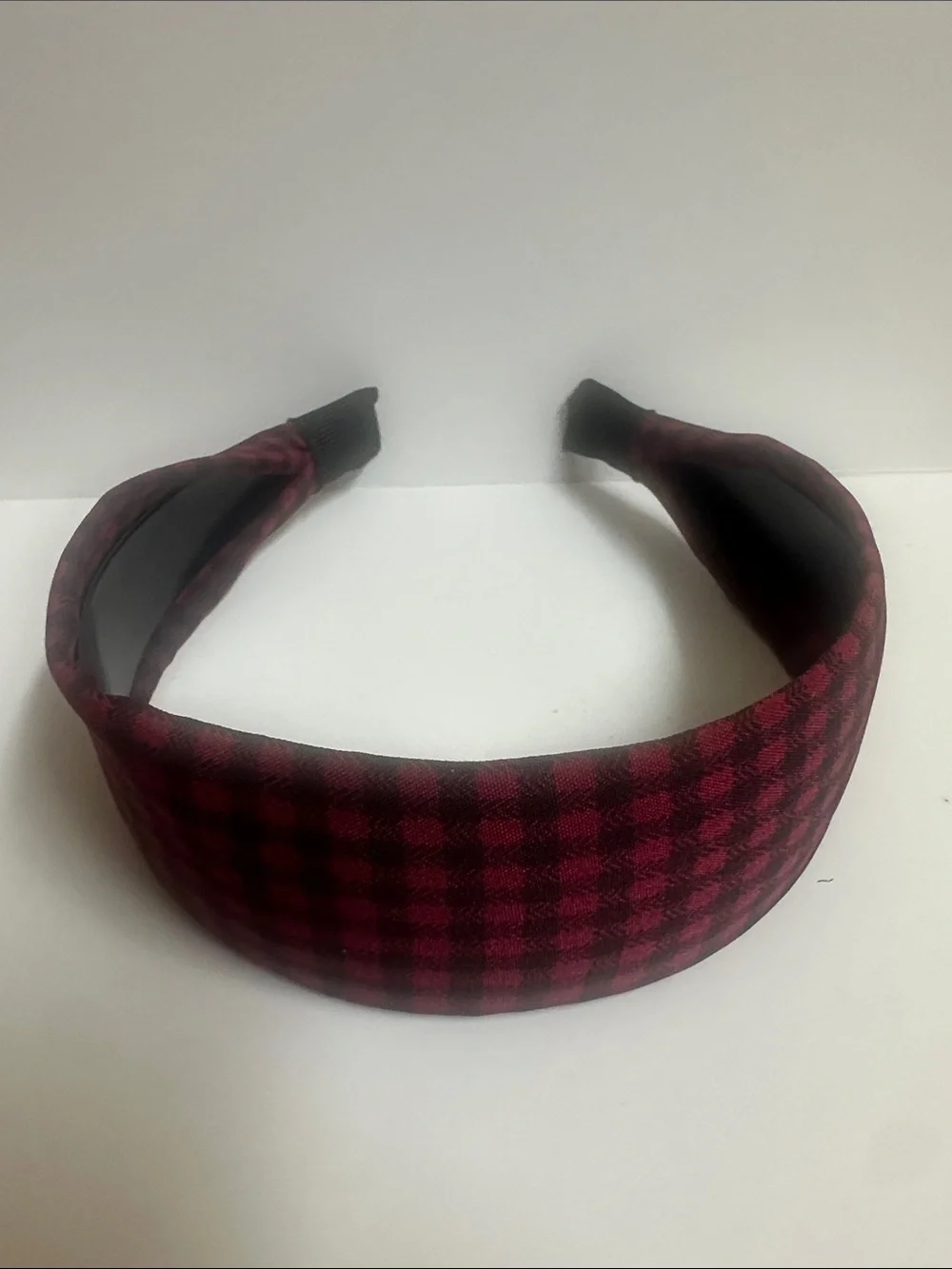 Plaid Headband in Burgundy and Black